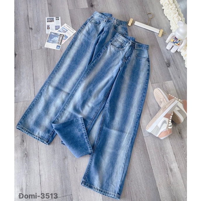 Quần Jeans Nữ AIORI Jeans Ống Rộng Lưng Cao Ulzzang Chất Bò Cao Cấp Dài 104cm
