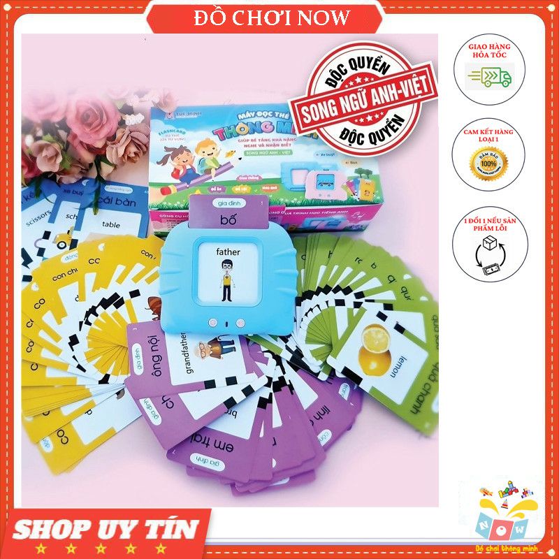 Máy Đọc Thẻ Flashcard Song ngữ Việt Anh 224 Từ Vựng, Kèm Dây Sạc Pin