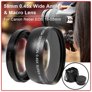 Ống kính góc rộng macro 58mm 0,45x 62mm Mặt trước mới cho Canon Rebel EOS LF037
