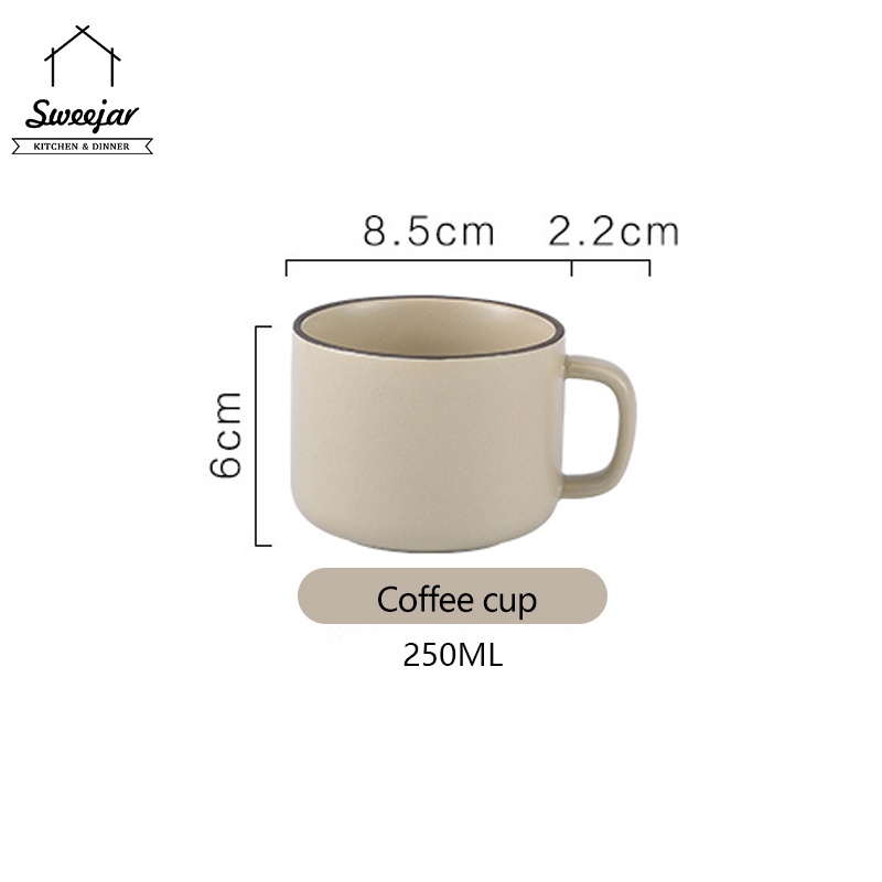 Tách cà phê SWEEJAR 250ml bằng gốm cao cấp kèm đĩa