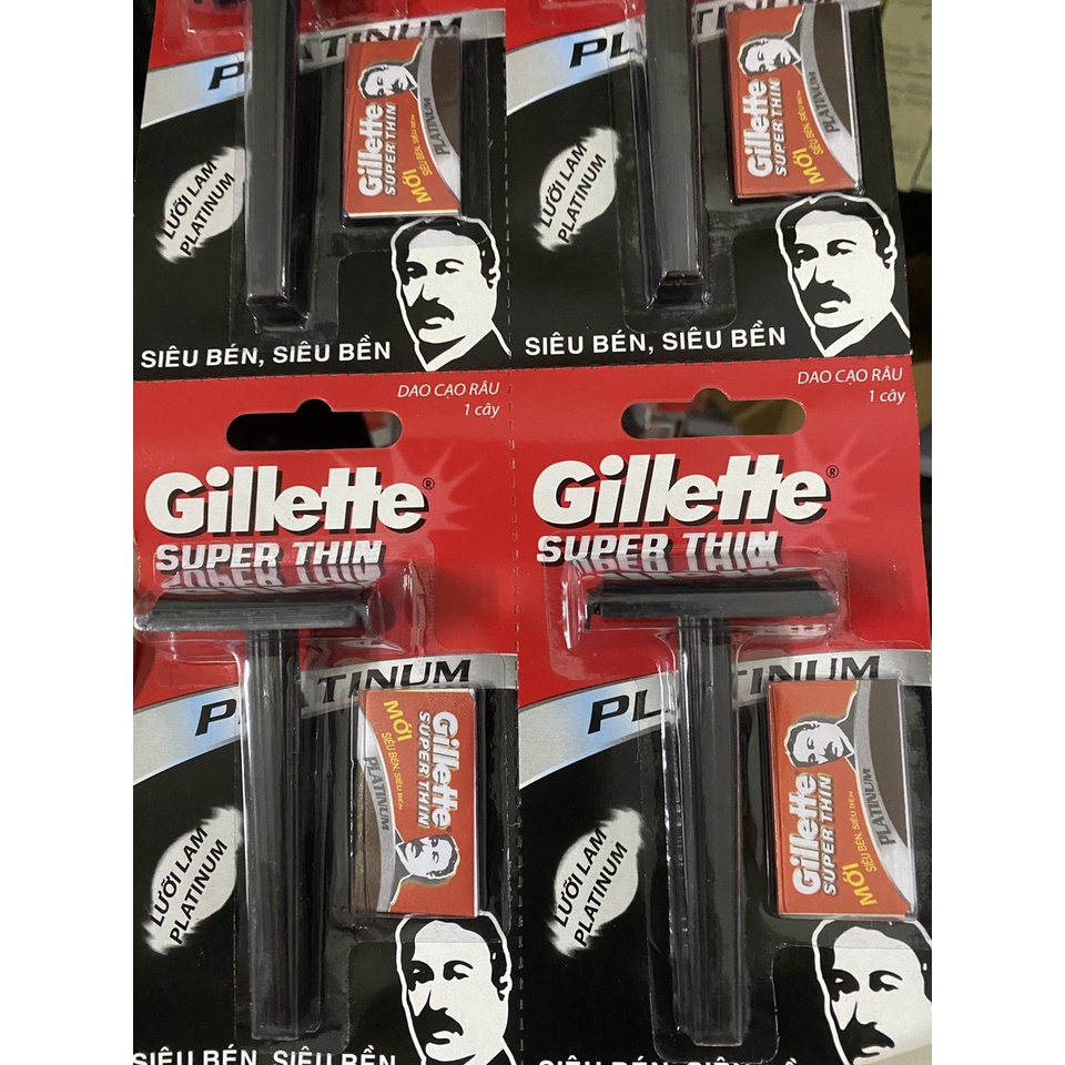 Dao Cạo Râu Cán Đen Gillette SUPER THIN Tặng Kèm Lưỡi Bahobasa