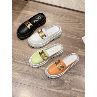 Giày sục da đế bánh mì 5cm chất da mềm, êm chân