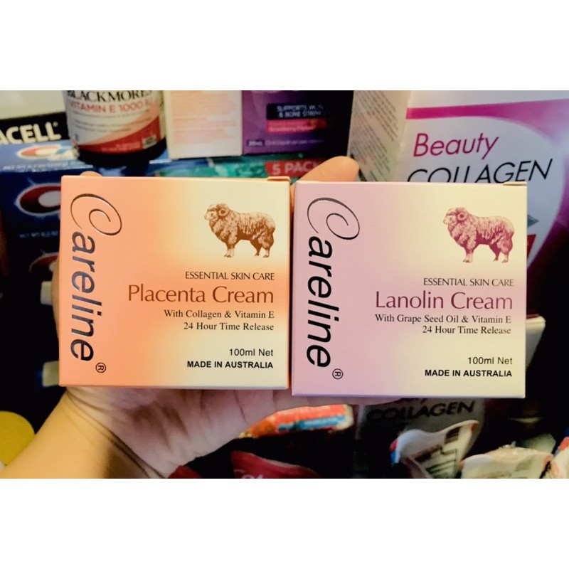 Kem dưỡng Mỡ Cừu Careline Tím hàng nội địa ÚC 100ml Placenta và Lanoline Cream dưỡng ẩm sáng da