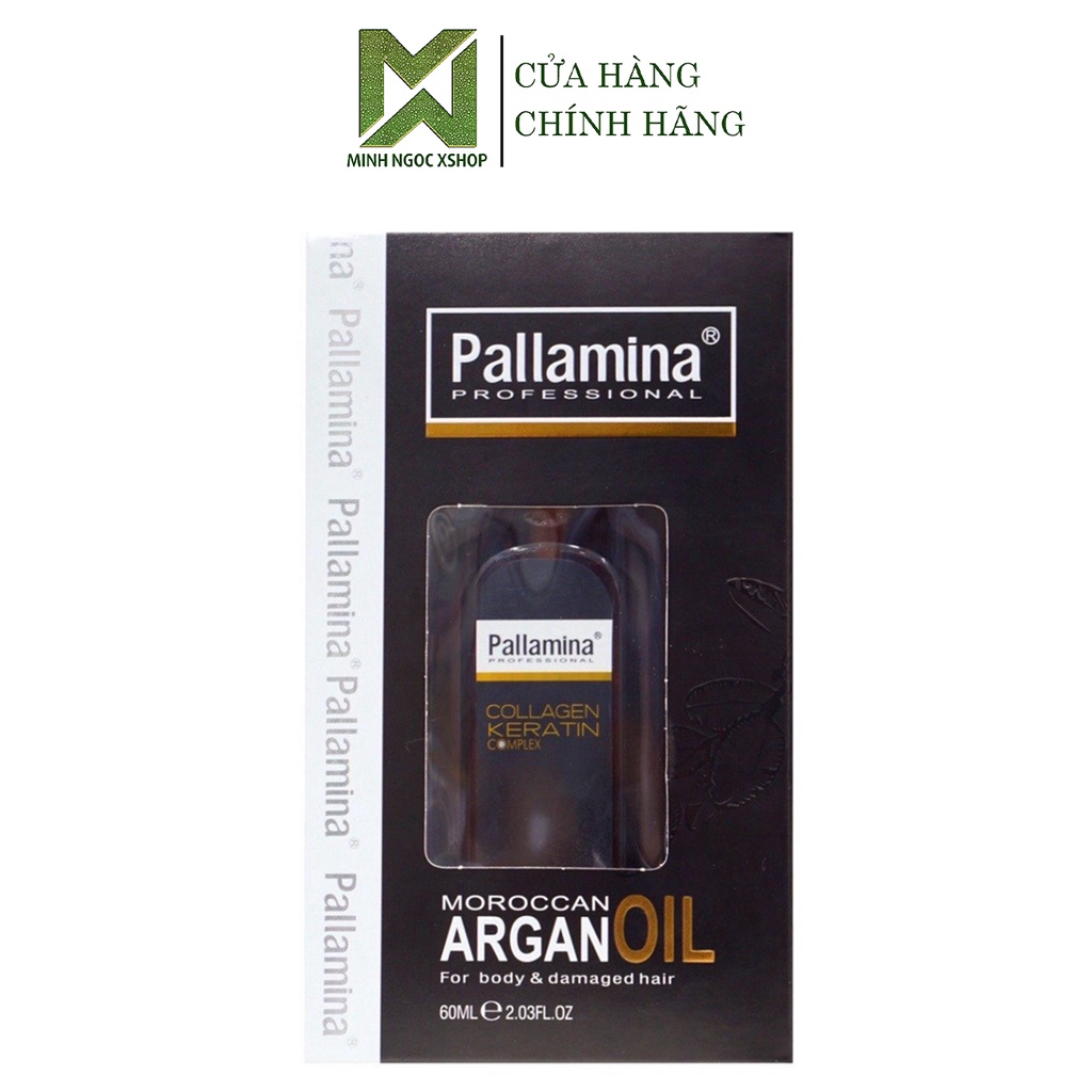 Tinh dầu dưỡng tóc PALLAMINA ARGAN OIL 60ml phục hồi mềm mượt chuẩn salon tại nhà cho tóc khô sơ, tóc uốn nhuộm
