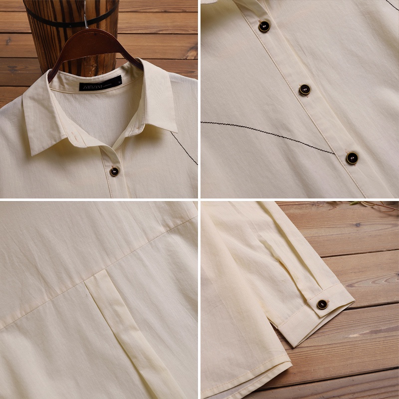 Áo sơ mi Zanzea tay dài cổ bẻ nút cài thời trang nữ tính thanh lịch