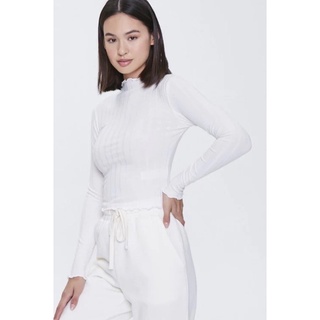 Áo croptop thun gân cuốn biên F21 xuất xịn