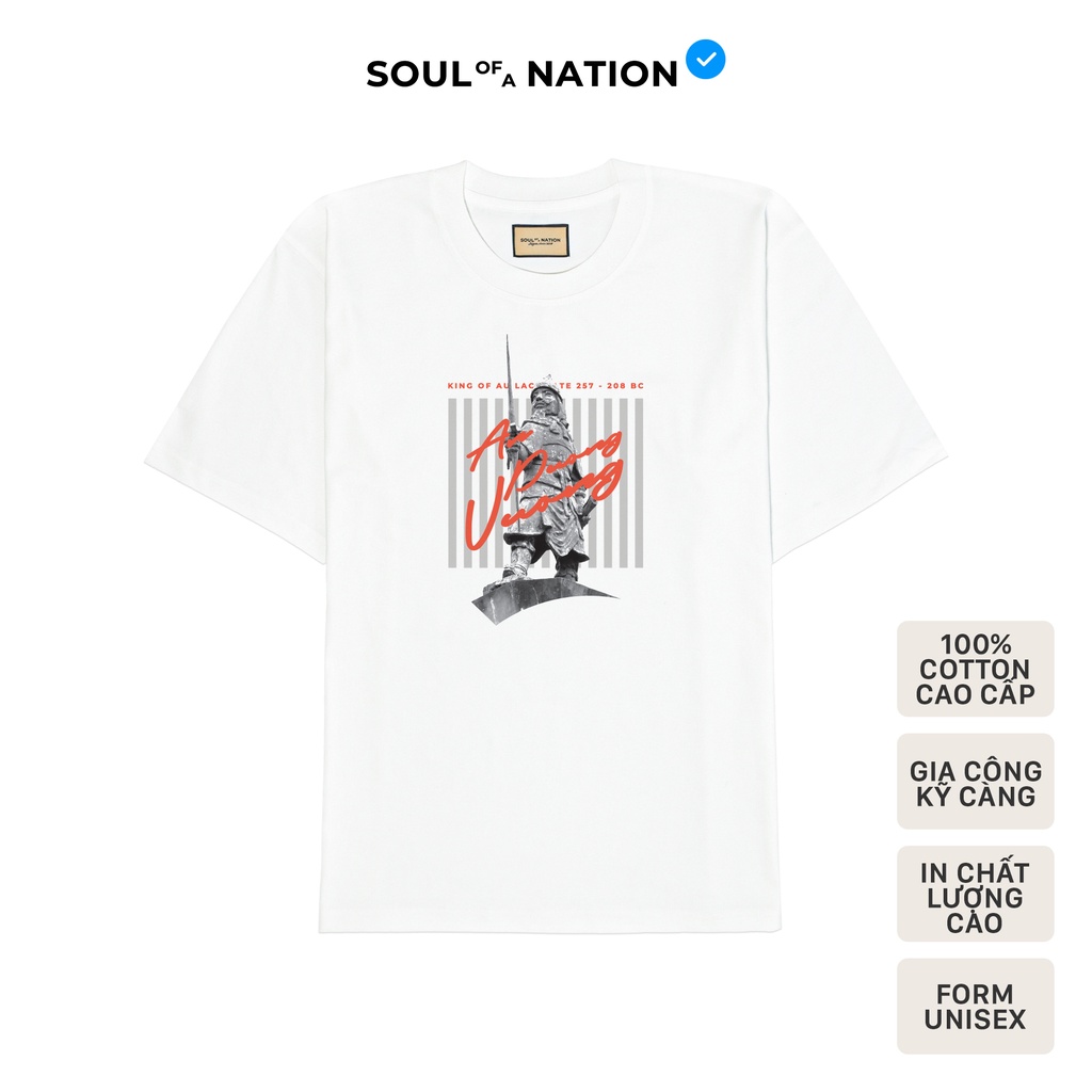 Áo thun unisex In cao cấp hình KING AN DƯƠNG VƯƠNG form basic 100% cotton premium SOUL OF A NATION - Trắng