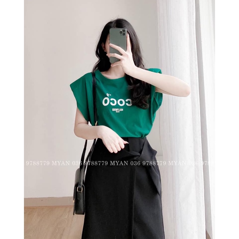 Áo Thun Nữ Sát Nách - Áo Phông Nữ Cổ Tròn Đệm Vai "COCO" (Nâu, Trắng, Xanh, Đen, Vàng) MYAN - A032209