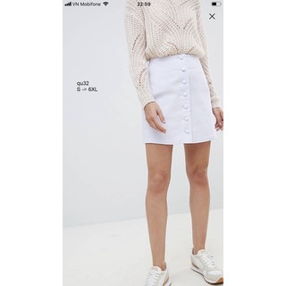 SKIRT123 CHÂN VÁY TRẮNG CHỮ A PHỐI NÚT