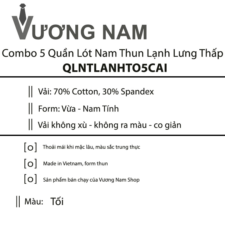 Quần lót nam tam giác 5 cái thun lạnh cao cấp đẹp lưng thấp VN53B