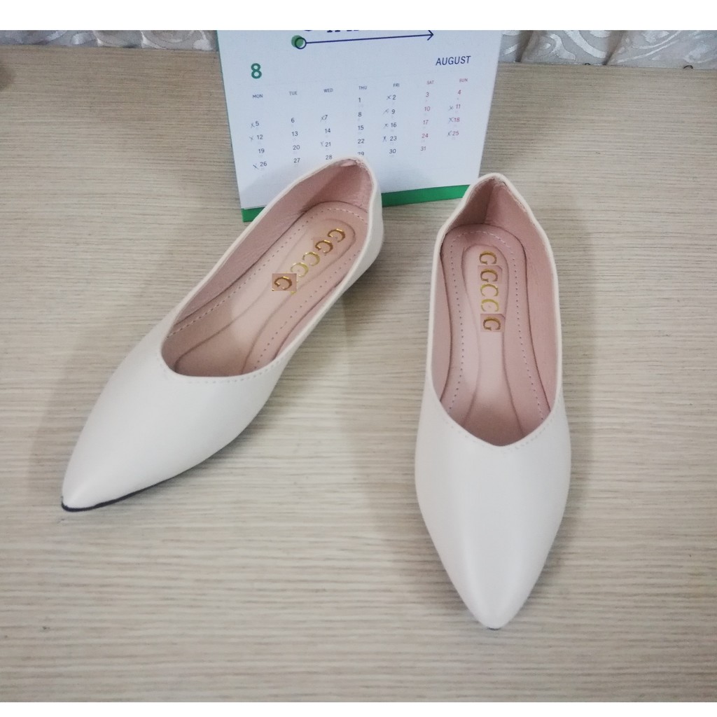 Giày búp bê trơn da mềm đế bệt thời trang