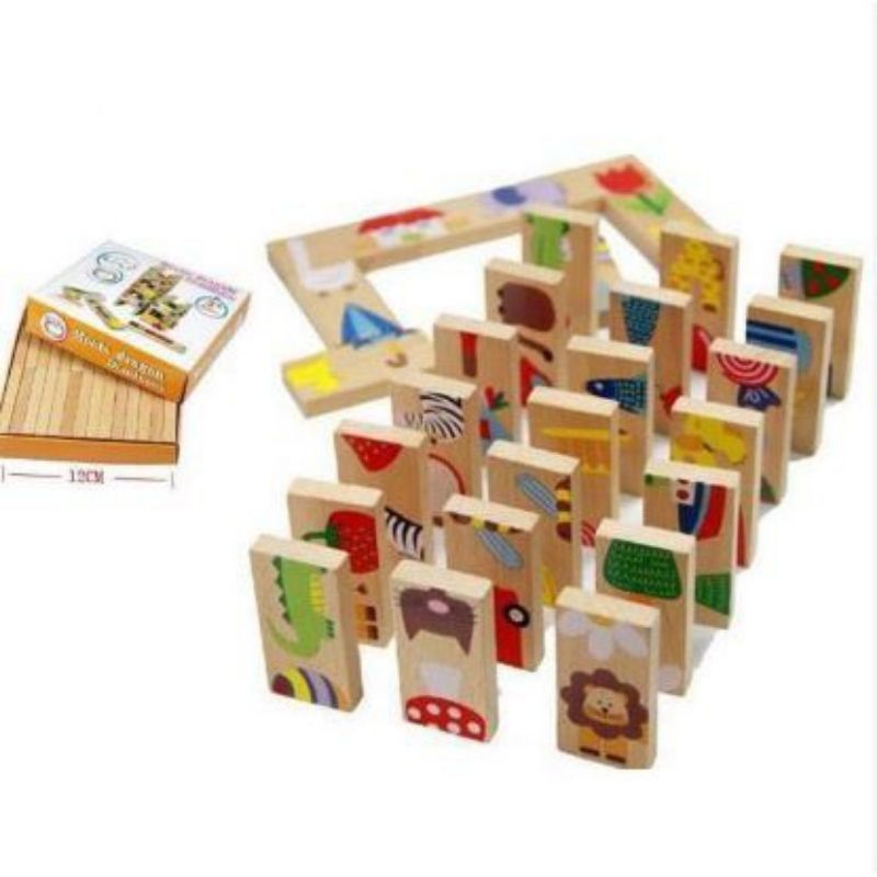 Bộ đồ chơi Domino cho bé 28 chi tiết, đồ chơi gỗ chất liệu an toàn - Soleilshop