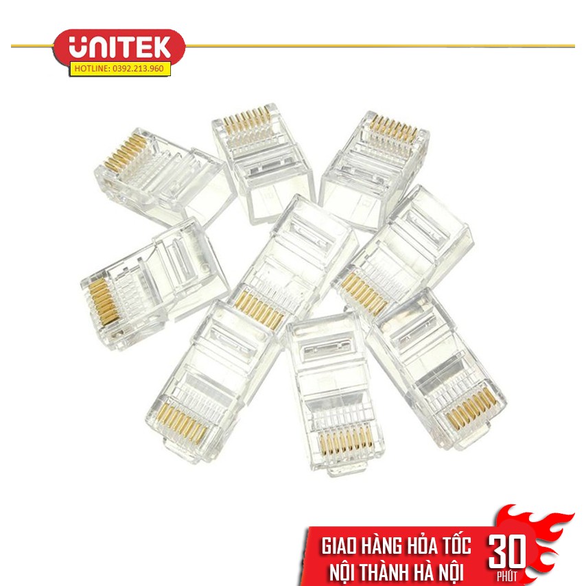 Hộp 100 đầu mạng RJ45 nhựa AMPIX (Trắng)
