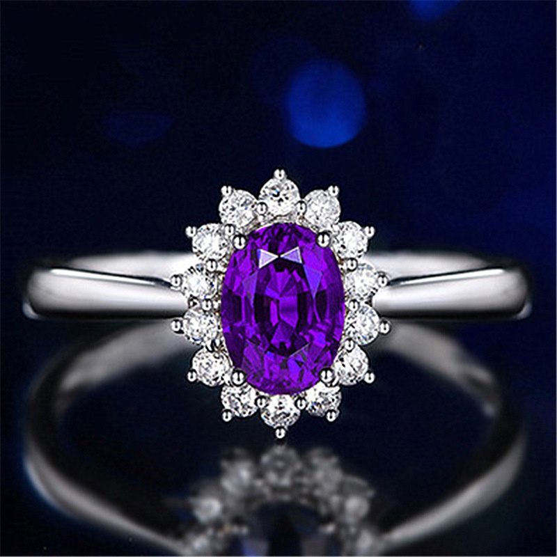 Nhẫn Mạ Bạc 925 Đính Đá Thạch Anh Tím Thời Trang Cho Nữ