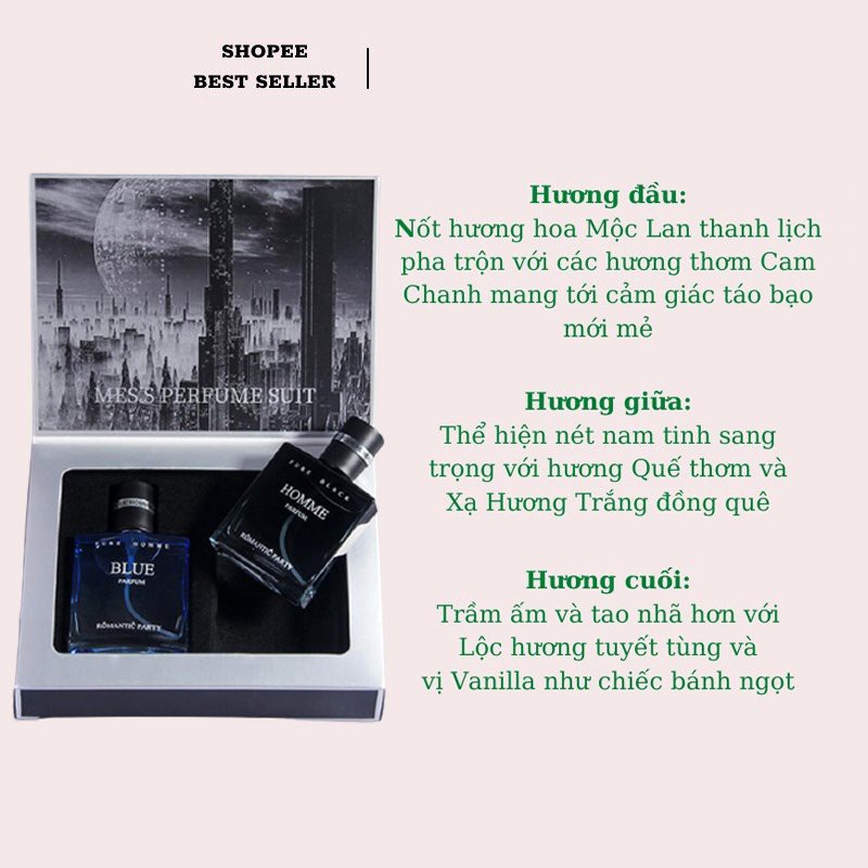 Set 2 chai nước hoa nam , nước hoa hàng nội địa chính hãng Jeanmiss 60ml Nh21 tặng quà 40k