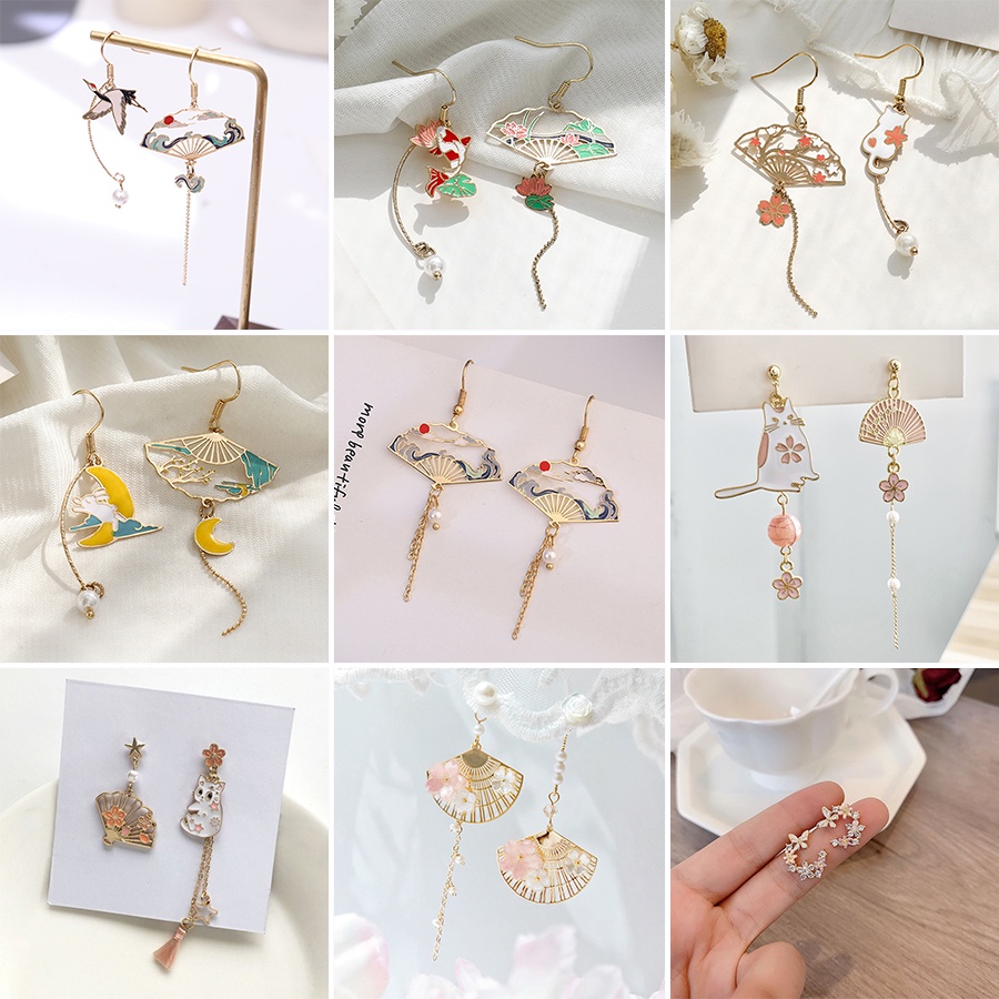 Đôi khuyên tai RINHOO FRIENDSHIP dáng dài tua rua hình cánh bướm thời trang cho nữ