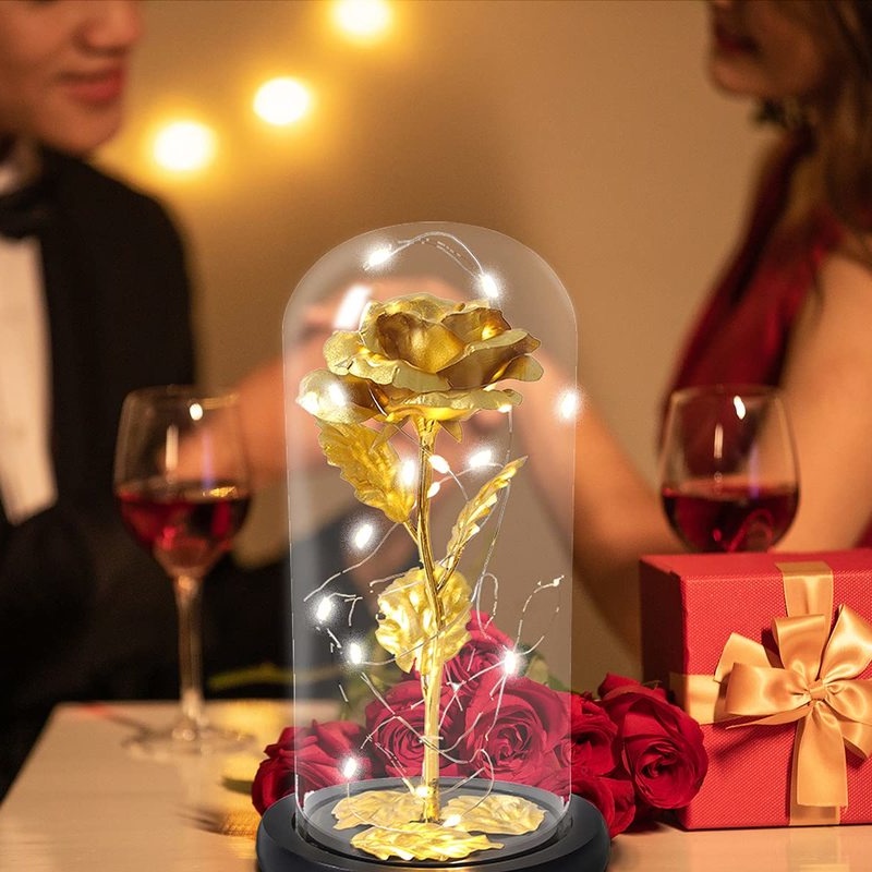 Hoa hồng giả bằng lá vàng 24K dùng làm quà tặng