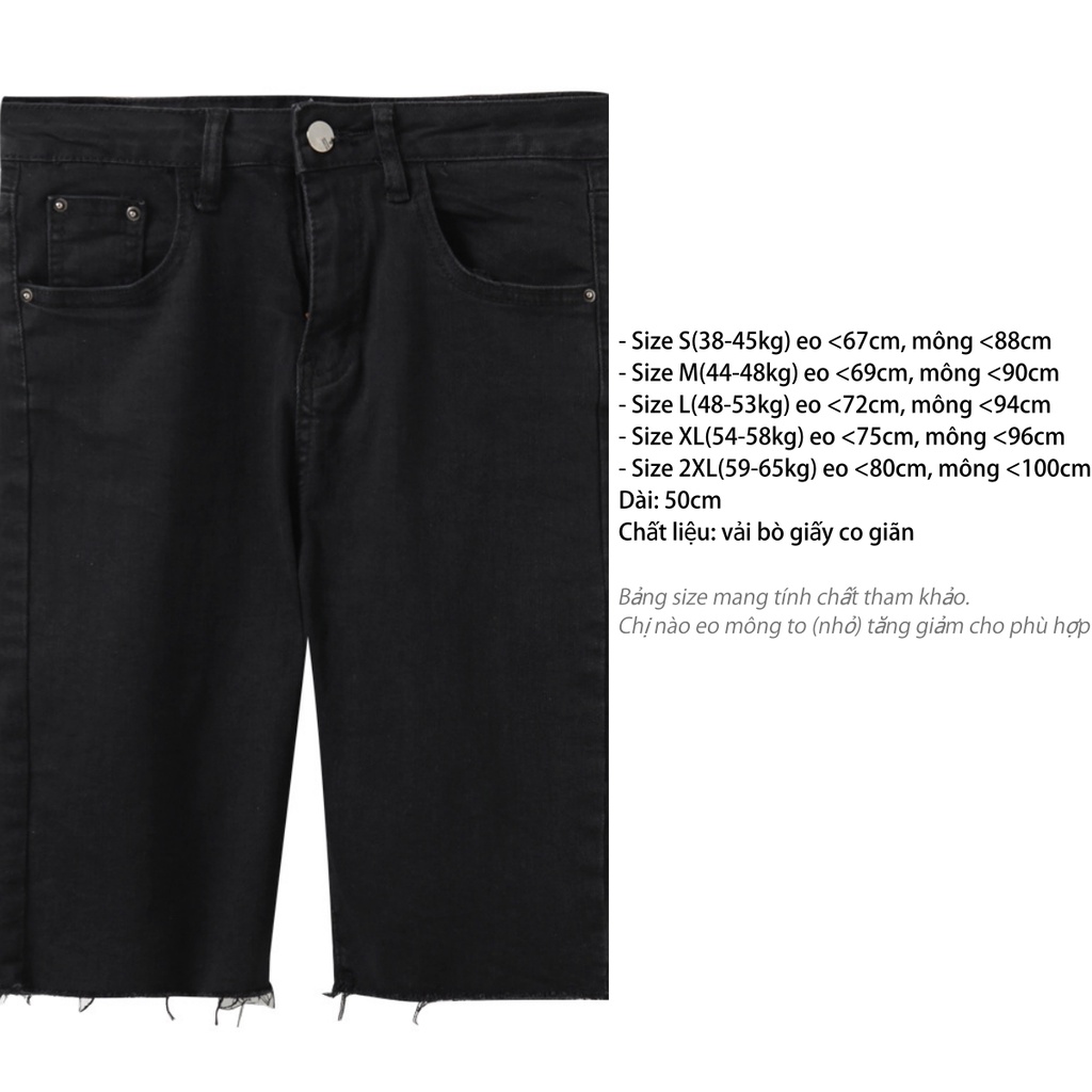 Quần short jean nữ lưng cao ZENA cạp cao vải bò giấy co giãn Q41