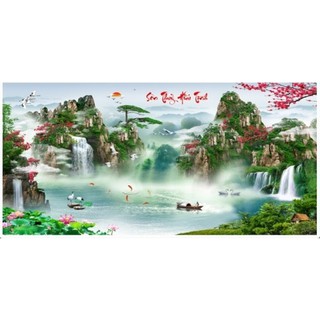 Tranh đính đá lưu thủy sinh tài - lv189