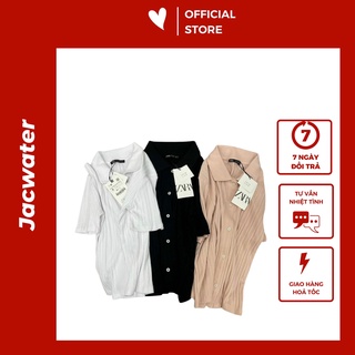 Áo polo nữ croptop form rộng tay ngắn hàn quốc JACWATER