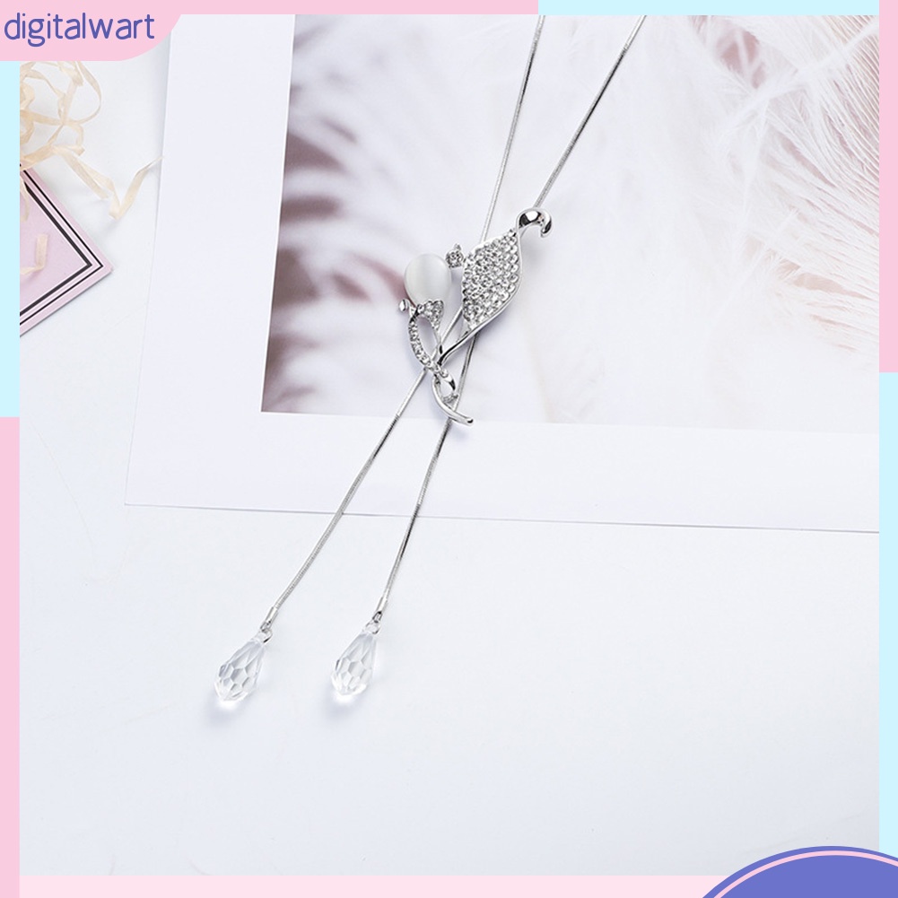 Dây chuyền dài mặt đá Opal đính đá quý nhân tạo sang trọng dành cho nữ