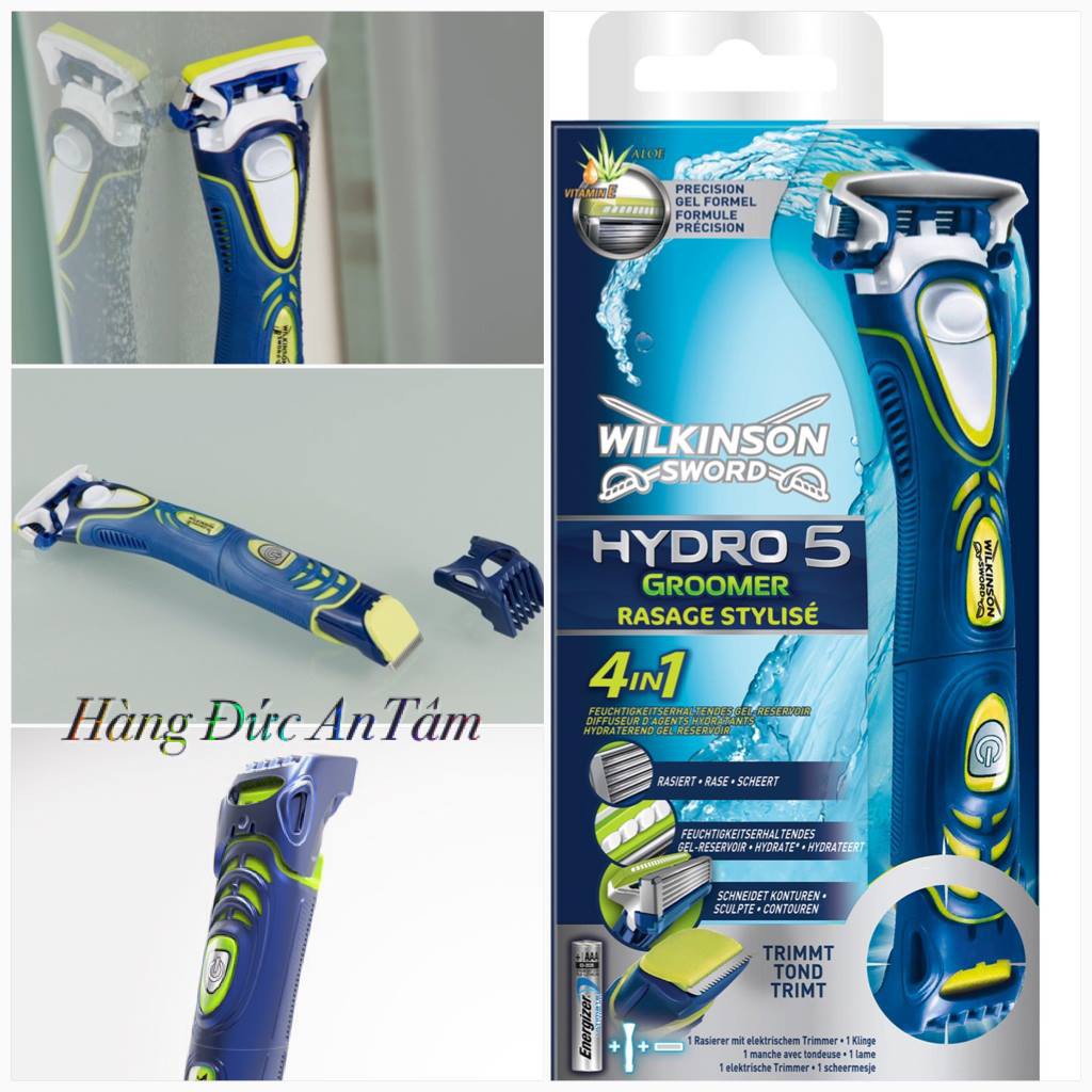 Bàn cạo râu kèm tông đơ chạy pin Wilkinson Hydro 5 Groomer hàng Đức