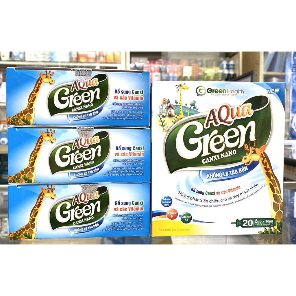 (Chính hãng)- CANXI NANO AQUA GREEN (Hộp 20 ống)- Cải thiện còi xương, loãng xốp xương.