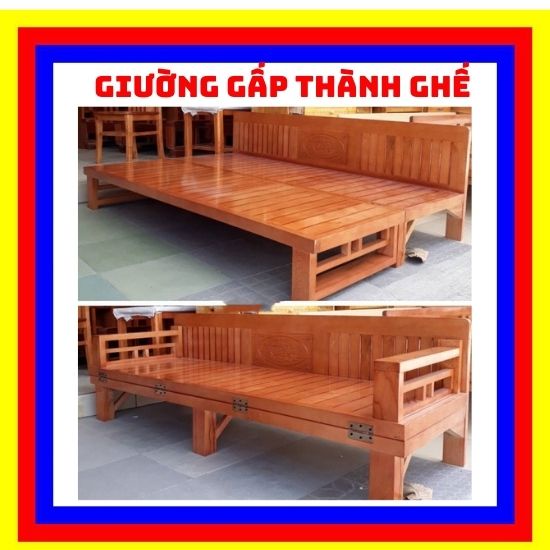 Giường gấp thông minh gỗ  xoan tự  nhiên  ,giường gấp thành ghế  rộng 1m2 x dài 1 m9
