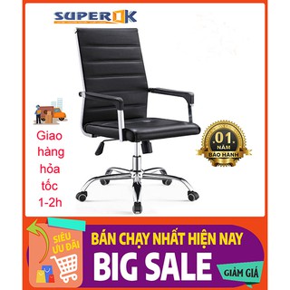 Ghế Xoay Cao Cấp, Ghế làm việc lưng bọc da cao cấp, xoay 360 độ - Mã ghế Super Ok - W15