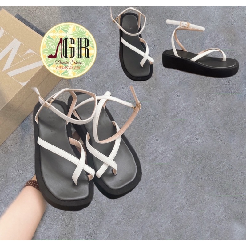 Sandal xuồng xỏ ngón khoá gài siêu xinh gót 3,5 cm