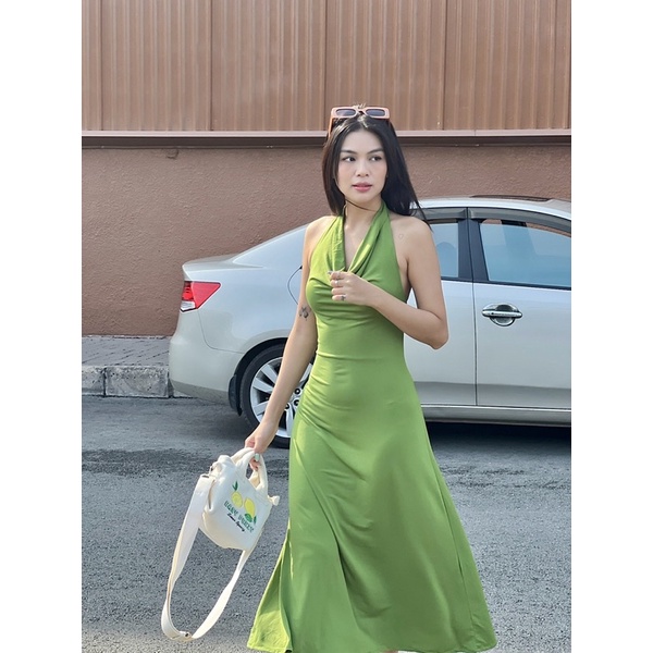 Beachclub-đầm thun cổ đổ Lina