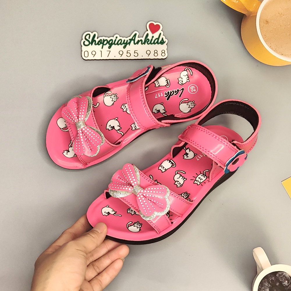 Giày sandal cho bé gái da pu hàng đẹp giá rẻ nơ xinh
