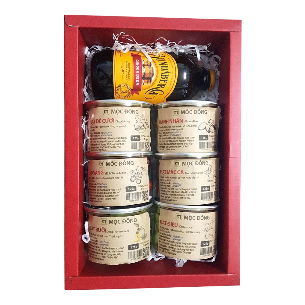 Hộp quà Tết 7 món Nước Ép, Táo Vàng, Mứt Bưởi Thái, Hạt Hạnh nhân, Hạt Mắc Ca, Hạt Điều lụa, Hạt Dẻ Cười | BigBuy360 - bigbuy360.vn