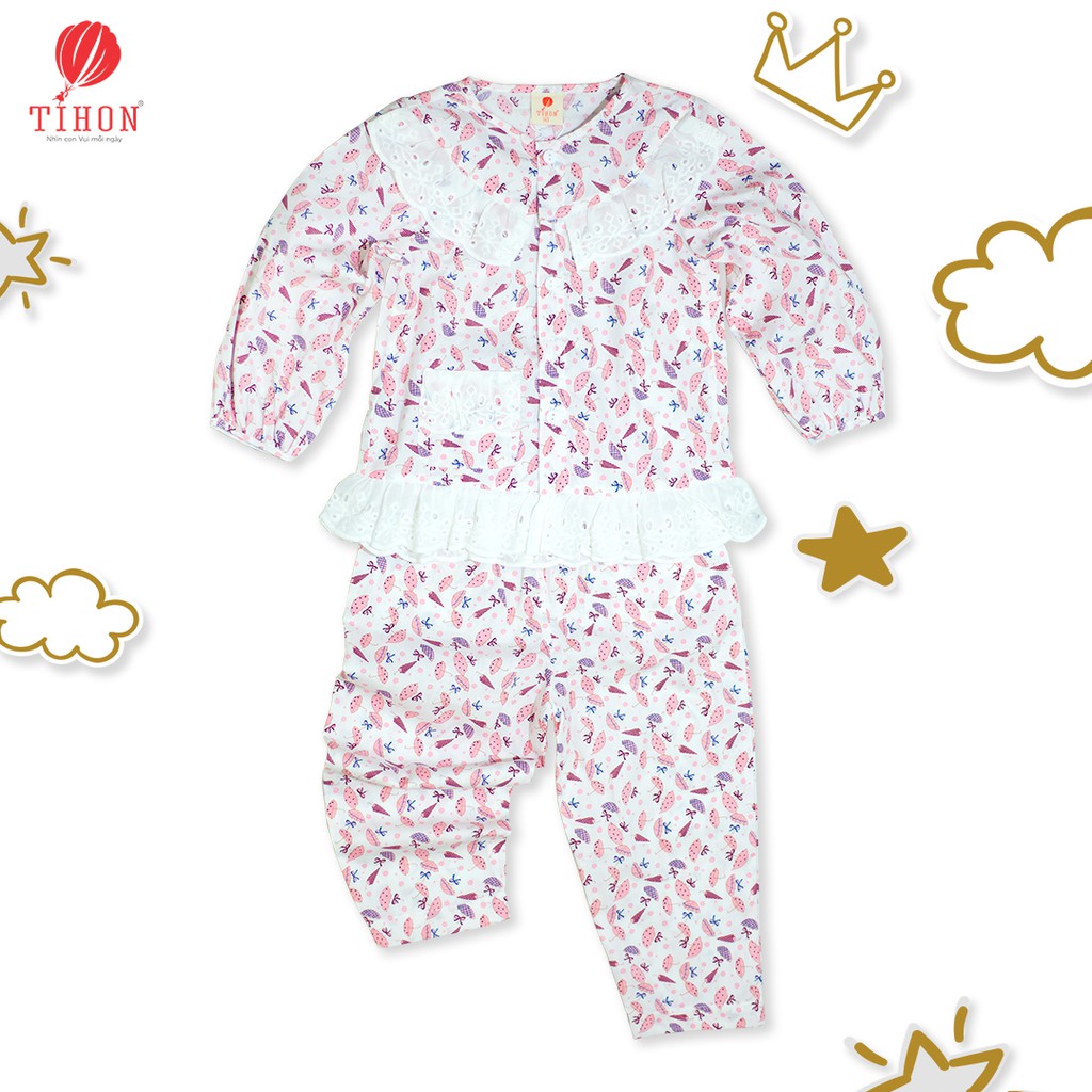 Bộ Đồ Ngủ Pijama Xinh Xắn Cho Bé Gái TIHON Thời Trang Trẻ Em Cao Cấp I Set082044