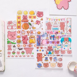 Bộ 4 tấm sticker gấu/thỏ Cartoon Pet 🐰🐻