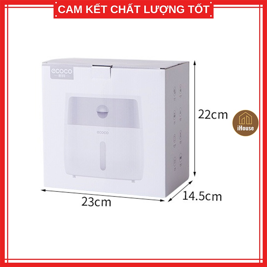 Hộp đựng giấy vệ sinh Ecoco 2 tầng treo tường, Kệ treo giấy vệ sinh đa năng để điện thoại tiện lợi iHouse