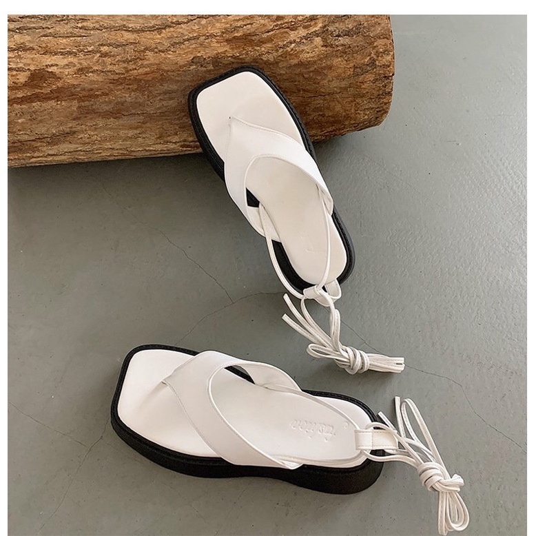 Giày Sandal Ulzzang CHUẨN FORM - Giày quai hậu đi học nữ đế cao thắt dây bánh bèo tiểu thư