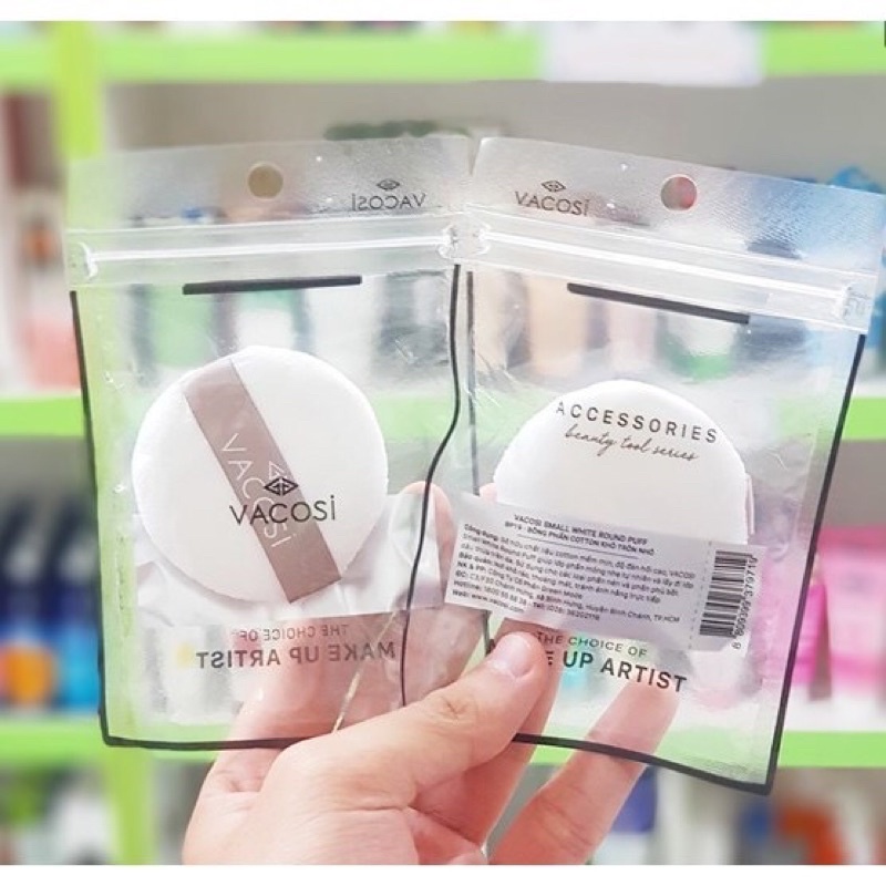 1 Sét Bông Phấn Cotton Khô Nhỏ Vacosi BP01,BP02,BP19 2 Cái