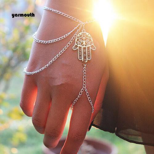 Vòng đeo tay nối nhẫn hình bàn tay hamsa
