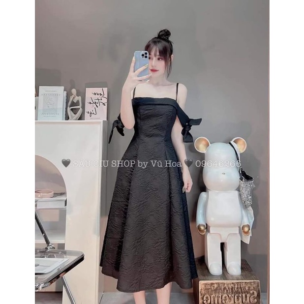 🍂🍂Váy trễ vai gấm hoa dáng dài tiểu thư😍😍😍