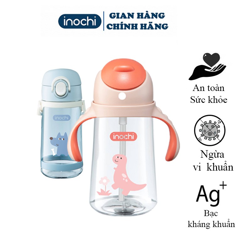 Bình nước INOCHI Cho bé chất liệu nhựa nguyên sinh kháng khuẩn Ag+ dễ cầm nắm và tiện dụng BIN670