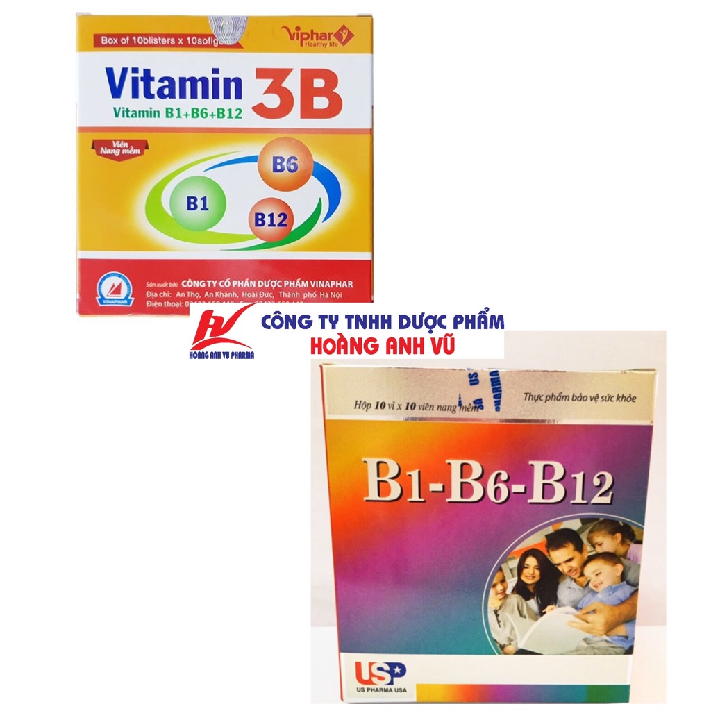 VITAMIN B1 B6 B12 - VITAMIN 3B - VIÊN NANG MỀM HỘP 100 VIÊN