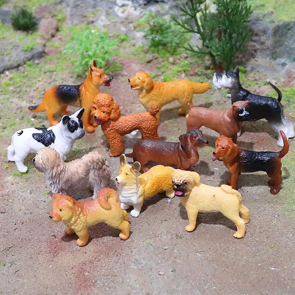 Bộ 12 Mô Hình Chú Chó Teddy Corgi Tự Nhiên Giống Thật