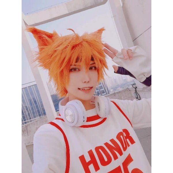 Wig/tóc giả cơ bản nam xù cosplay màu xanh lá xanh dương cam đỏ hồng tím