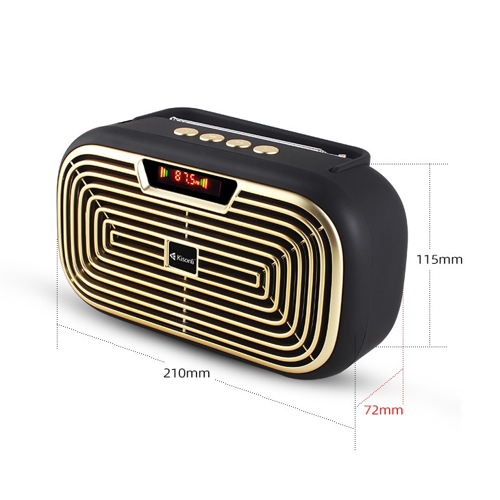 Loa bluetooth Kisonli KS-1990 tích hợp anten bắt sóng cực mạnh, kèm romote, hỗ trợ thẻ nhớ/ USB/ FM/ AUX (nhiều màu)