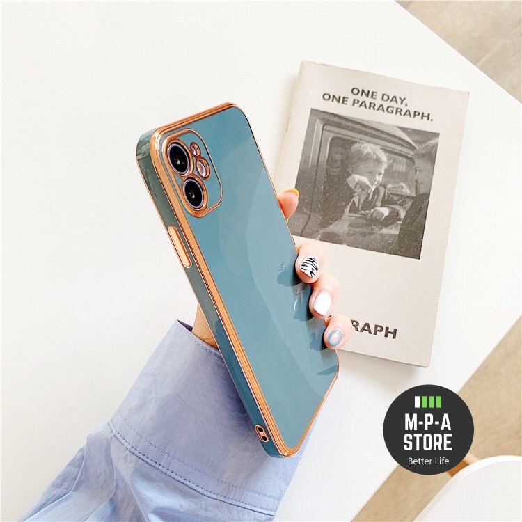 Ốp lưng CẠNH VUÔNG sang trọng LOGO TÁO MẠ VÀNG dành cho iphone 6/6plus/6splus/7/7plus/8/8plus/x/xs/11/12/13/pro/max/plus