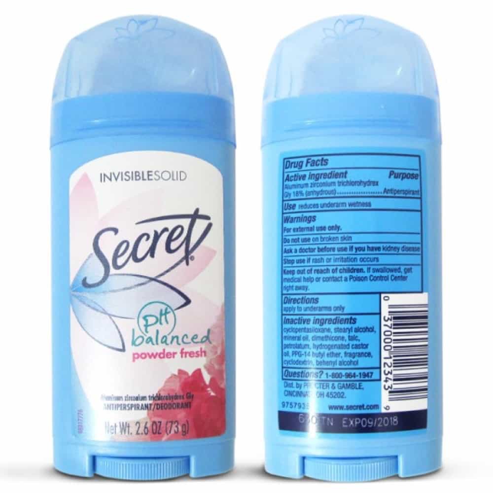 Lăn khử mùi Secret PH Balanced Powder Fresh Invisible Solid 73g - USA