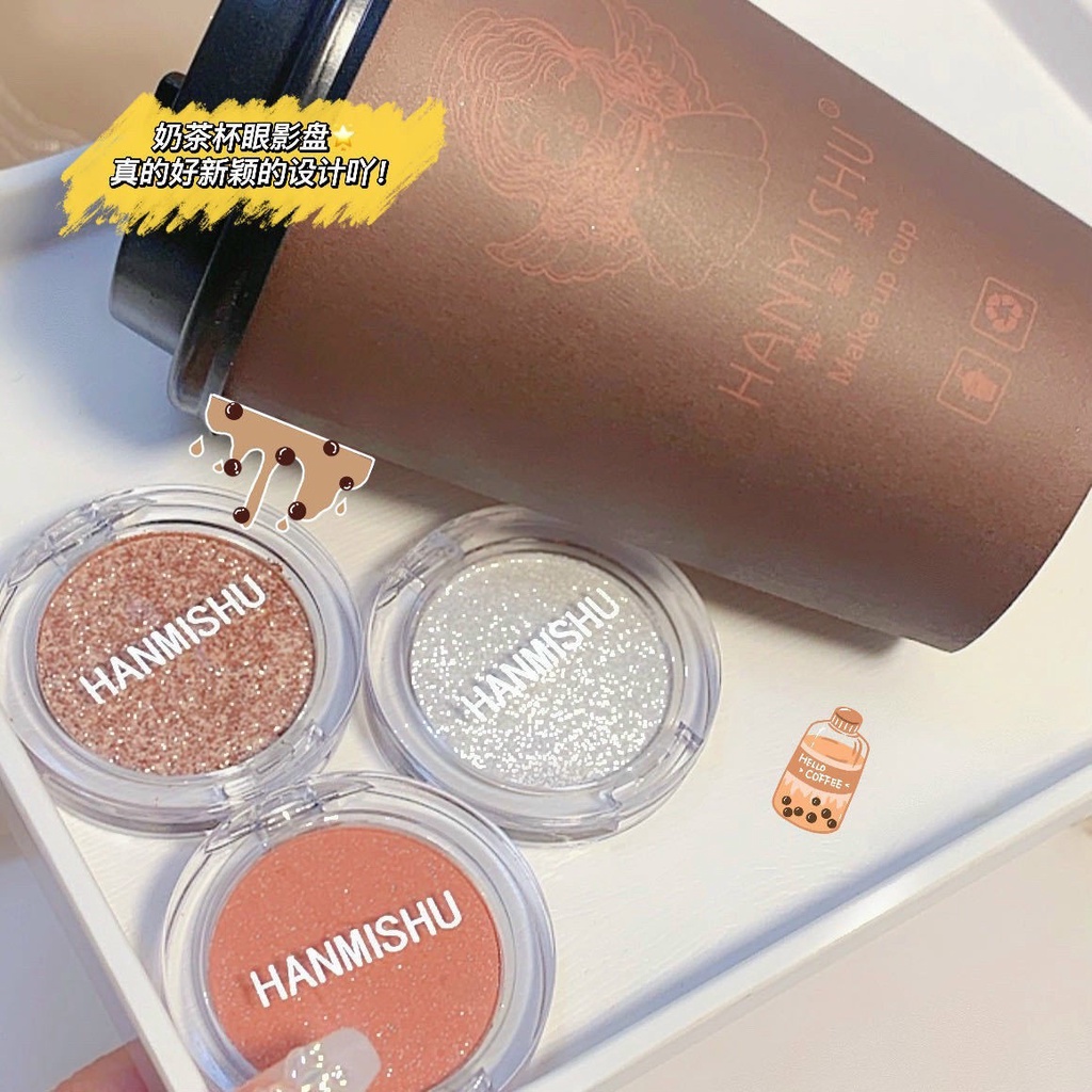 Lọ phấn mắt trà sữa 3 món bắt sáng
