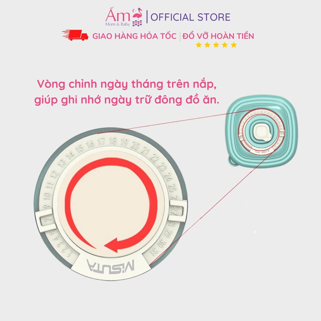 Hộp Trữ Đông Thức Ăn Misuta Cho Bé Ấm Baby Khay Để Đồ Bảo Quản Lạnh Ấm Gift Decor