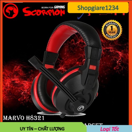 Tai nghe MARVO H8321 RED BLACK, Có Mic - Hàng chính hãng - Full Box